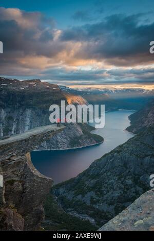 Troll Rocks Noway Troll's Tongue rock in Norway. Tourist attraction known as Trolltunga ...