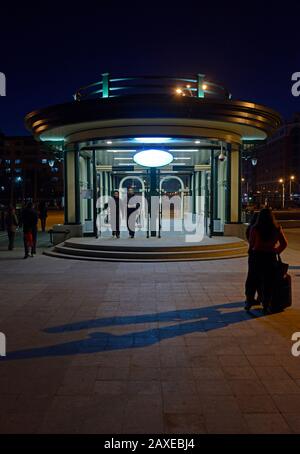 Harbin metro line 1 station entrance at Harbin East railway station, China Stock Photo