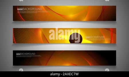 rectangular vector banner. future design technology against a black background. Stock Vector
