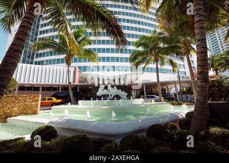 Entrance of the Fontainebleau hotel in Miami Beach, Florida