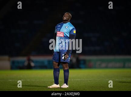 High Wycombe, UK. 11th Feb, 2020. Adebayo Akinfenwa of Wycombe Wanderers during the Sky Bet League 1 match between Wycombe Wanderers and Fleetwood Town at Adams Park, High Wycombe, England on 11 February 2020. Photo by Andy Rowland. Credit: PRiME Media Images/Alamy Live News Stock Photo