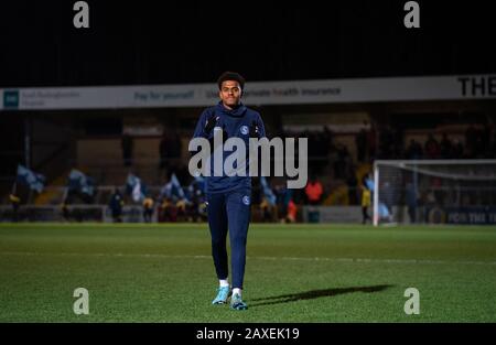 High Wycombe, UK. 11th Feb, 2020. Jamie Mascoll of Wycombe Wanderers pre match during the Sky Bet League 1 match between Wycombe Wanderers and Fleetwood Town at Adams Park, High Wycombe, England on 11 February 2020. Photo by Andy Rowland. Credit: PRiME Media Images/Alamy Live News Stock Photo