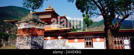 Temple In A City, Chimi Lhakhang, Punakha, Bhutan Stock Photo