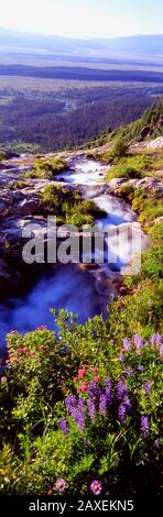 High Angle View Of A Waterfall, Ribbon Falls, Yosemite National Park, California, USA Stock Photo