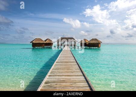 A stunning over-water spa at the Conrad by Hilton hotel in the Maldives Stock Photo