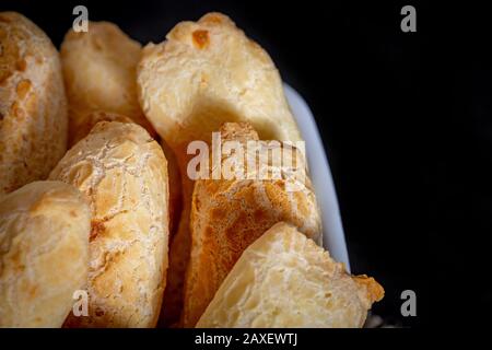 Brazilian homemade cheese bread, AKA 'chipa' in a bowl. Stock Photo