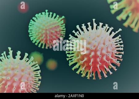 artist impression of corona virus 3d rendering 3d illustration Stock Photo