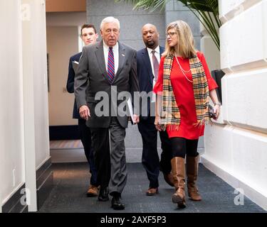February 11, 2020 - Washington, DC, United States: U.S. Representative Steny Hoyer (D-MD) walking towards the weekly Democratic House caucus meeting. (Photo by Michael Brochstein/Sipa USA) Stock Photo