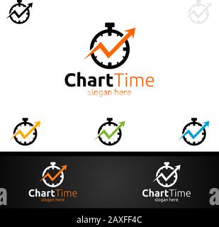 Chart Time Marketing Financial Advisors Logo Design Template Icon Stock Vector