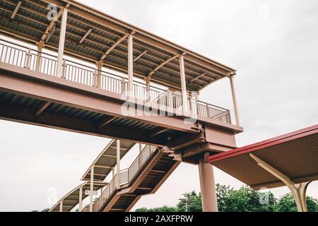 empty footbridge, overpass, pedestrian bridge Stock Photo