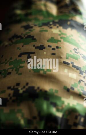 Military army thermal green camouflage blanket bag Stock Photo