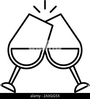 wine cups glasses toast icon Stock Vector