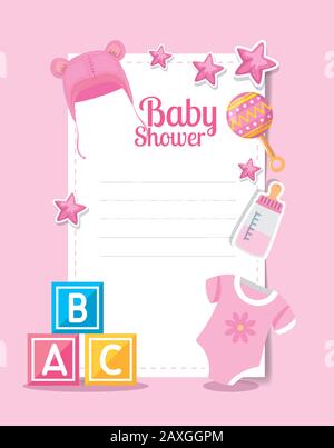 baby shower card with cute decoration Stock Vector