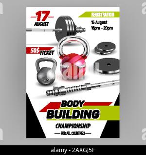 Body Building Championship Advertise Banner Vector Stock Vector