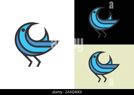 Abstract bird logo design template, Minimalist bird sign symbol Stock Vector