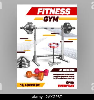 Fitness Gym Equipment Advertising Poster Vector Stock Vector