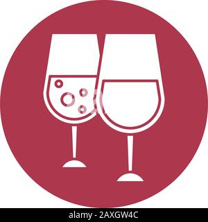 wine cups glasses toast icon Stock Vector