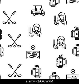 Golf Game Seamless Pattern Vector Stock Vector