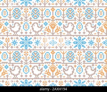 Chicken pixel art pattern seamless. 8 bit Little chicken pixelated ...