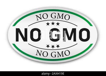 Vector illustration of green colored GMO free emblems. Stock Vector