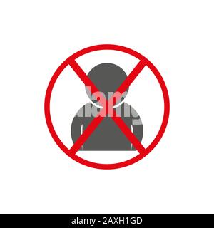 No or Stop. No user info icon. Vector illustration icon. Refresh or Update sign. Illustration of people with arrow icon and prohibition sign Stock Vector