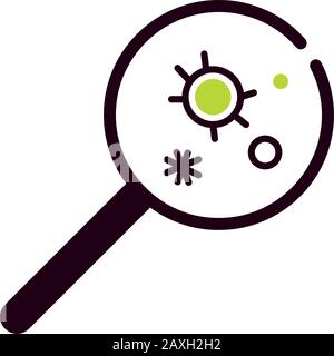 magnifying glass with virus bacteria Stock Vector