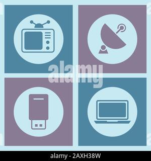 bundle of electronics devices icons Stock Vector