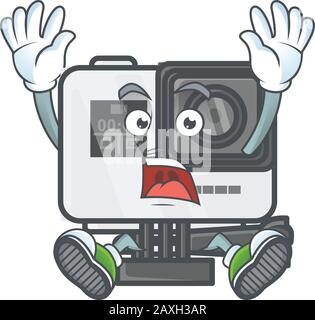 A picture of action camera cartoon design with shocking gesture Stock Vector