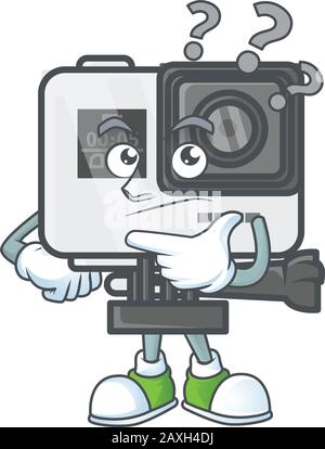 Action camera cartoon mascot style in a confuse gesture Stock Vector