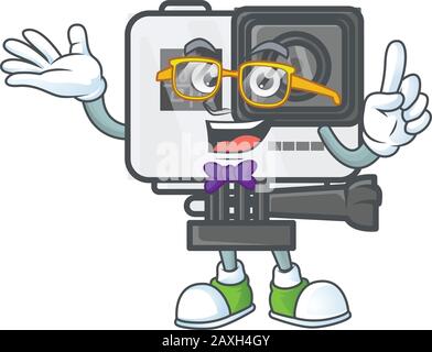 The Geek character of action camera mascot design Stock Vector