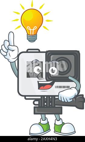 Smart action camera cartoon character has an idea Stock Vector