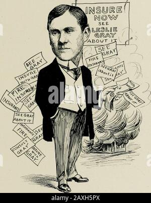 'As we see 'em,' a volume of cartoons and caricatures of Los Angeles citizens . LESLIE W. GRAY,General Insurance. Stock Photo