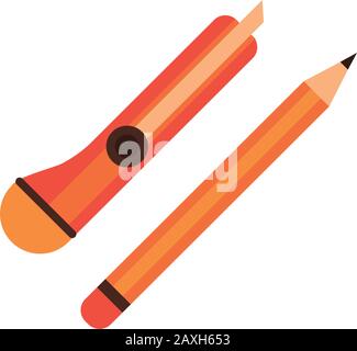 scalpel and pencil supplies isolated icon Stock Vector