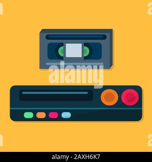 video cassette player with vhs isolated vector illustration Stock Vector