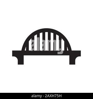 The bridge icon is black on a white isolated background. Vector image Stock Vector