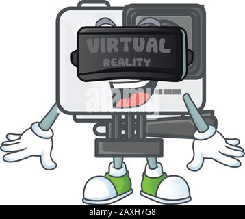 A smart character of action camera with Virtual reality headset Stock Vector