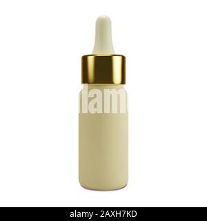 Cosmetic package with a gold cap for cream, foams, shampoo. Realistic cosmetic mockup. 3D cosmetic products on white background. Vector illustration Stock Vector