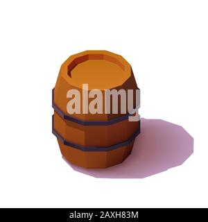 Isometric barrel. 3D realistic icons. Wooden, craft packaging, isolated vector illustration Stock Vector