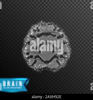 human brain, from connecting dot and line. light effect. vector illustration, isolated on transparent background Stock Vector