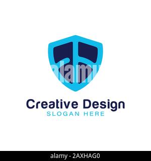 initial letter f b. shield protection logo Ideas. Inspiration logo design. Template Vector Illustration. Isolated On White Background Stock Vector