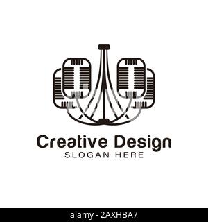 microphone. decorating lamp logo Ideas. Inspiration logo design. Template Vector Illustration. Isolated On White Background Stock Vector