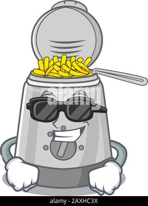 Super cool deep fryer character wearing black glasses Stock Vector