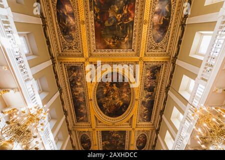 England, London, Westminster, Whitehall, The Banqueting Hall designed by Inigo Jones with Ceiling Paintings by Rubens Stock Photo