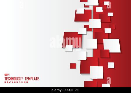 Abstract gradient red and white square patterns template technology background. Use for ad, poster, artwork, template design, print. illustration Stock Vector