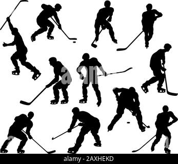 Silhouette Hockey Players Stock Vector