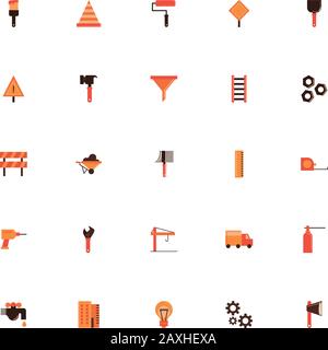 bundle of construction set flat icons Stock Vector