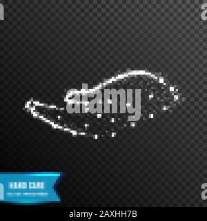 hand care from connecting dot and line. light effect. vector illustration, isolated on transparent background Stock Vector