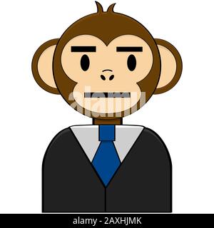 Concept cartoon illustration showing a monkey in a business suit Stock Vector