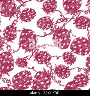strawberry fruit and branches seamless vector pattern Stock Vector