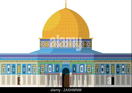 Dome of the Rock (Jerusalem). Isolated on white background vector illustration. Stock Vector